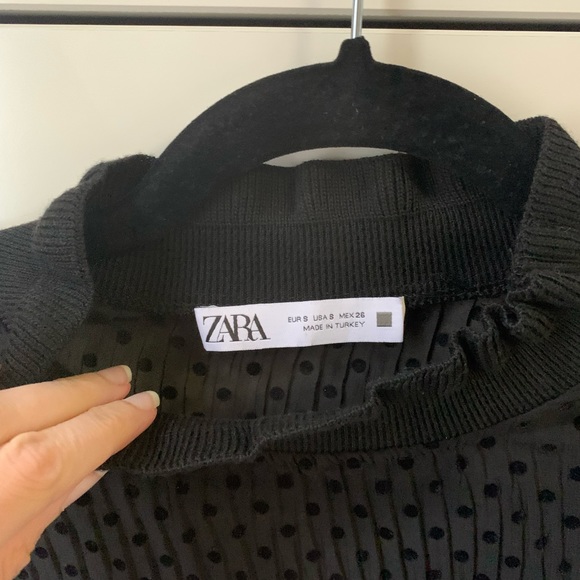 Zara Sheer Mock Neck Balloon Sleeve Top - Picture 3 of 8